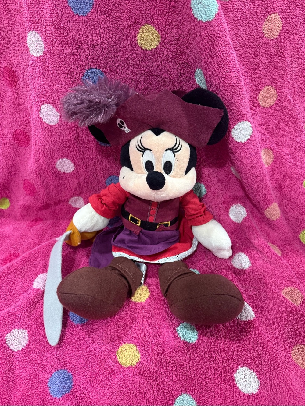Disney Minnie Mouse Pirate Plush Toy – Burgundy & Brown